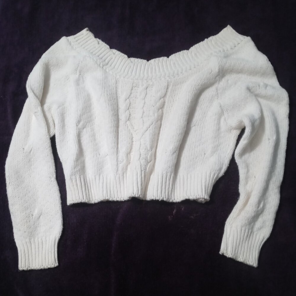 Beige Off-the-Shoulder Sweater